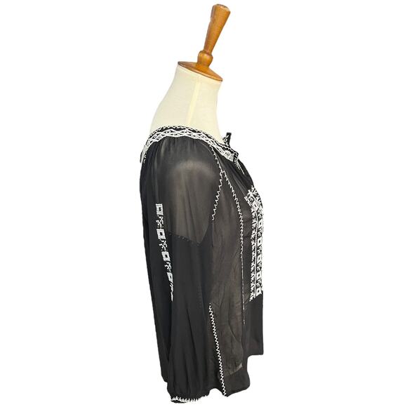 NWT Joie 100% Silk Long Sleeve Boho Embroidered Sequins Blouse Size Small - Picture 4 of 8